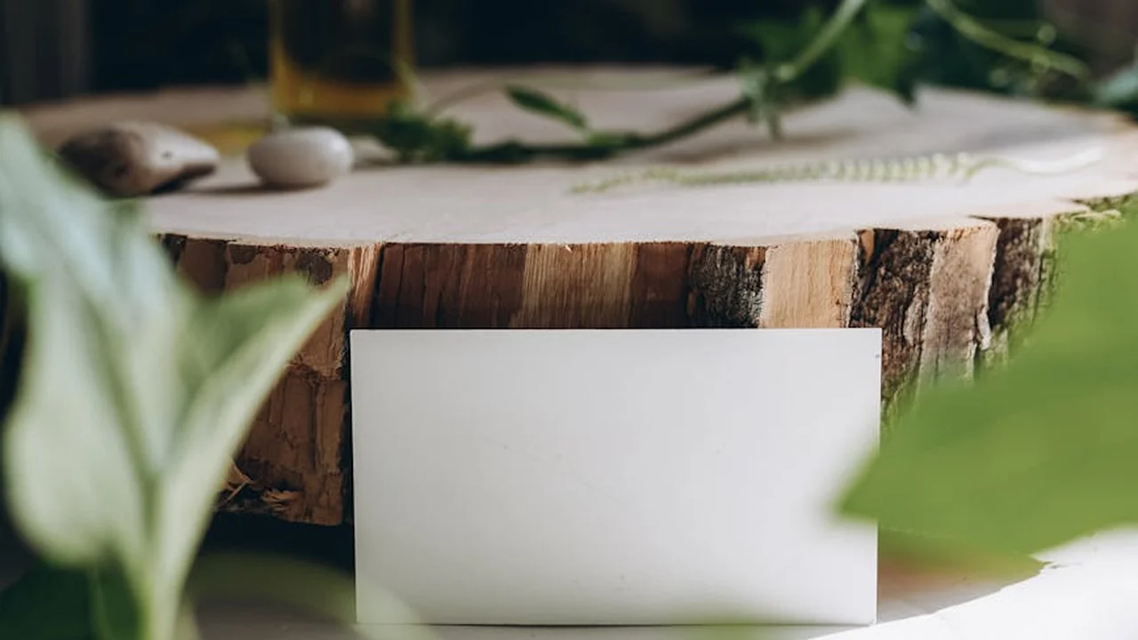 Rustic kitchen scene with a wooden cutting board on a tree stump, fresh herbs, and a softly blurred bottle in the background.